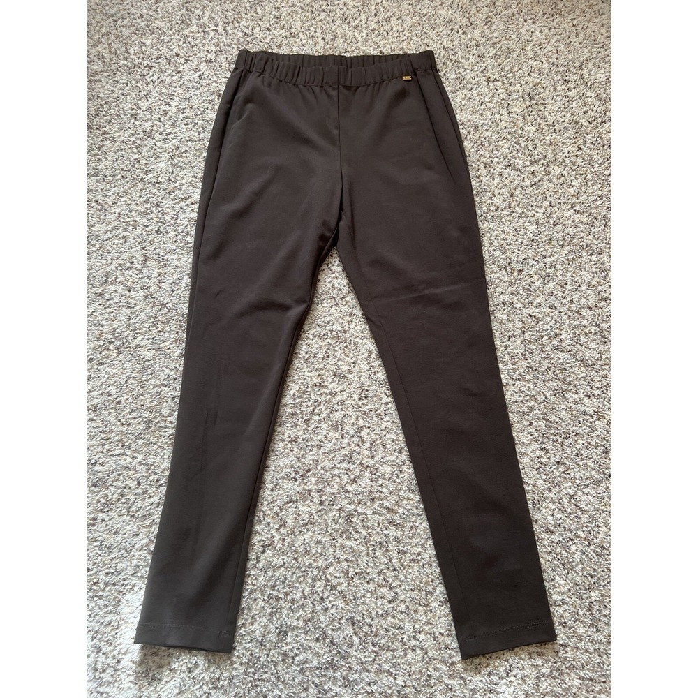 St. John New Brown Jersey Knit Pull On Elastic Waist Pants Size M, 30" Inseam